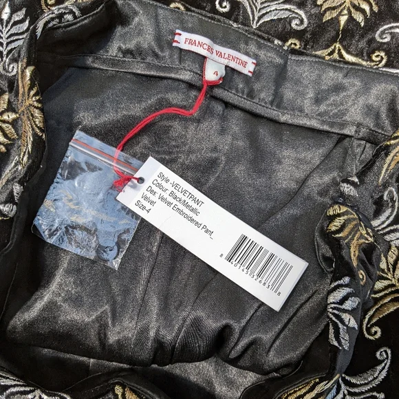 New Frances Valentine Petrie Metallic Embroidered Pants - Picture 9 of 13